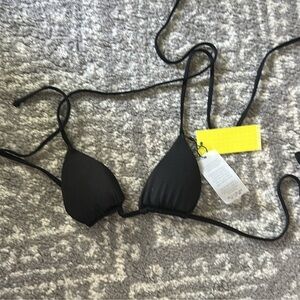 Black Triangle String Bikini Top — Women's Swim